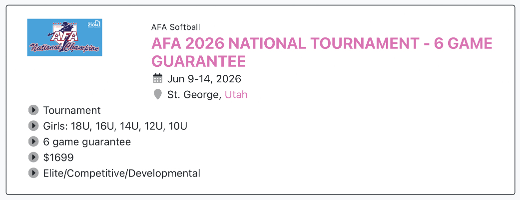 afa 2026 national tournament banner