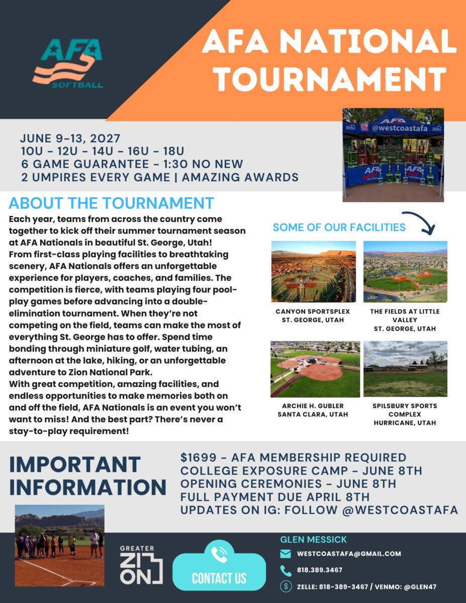 AFA National Tournament 2027 Flyer for the AFA National Tournament 2027